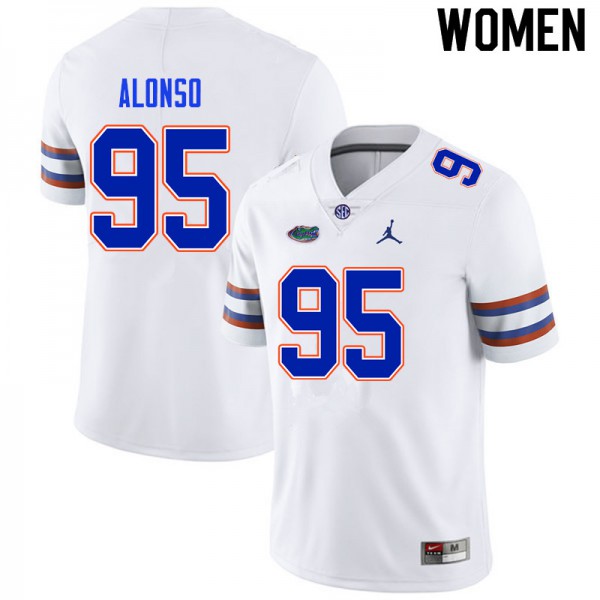 Women #95 Lucas Alonso Florida Gators College Football Jersey White